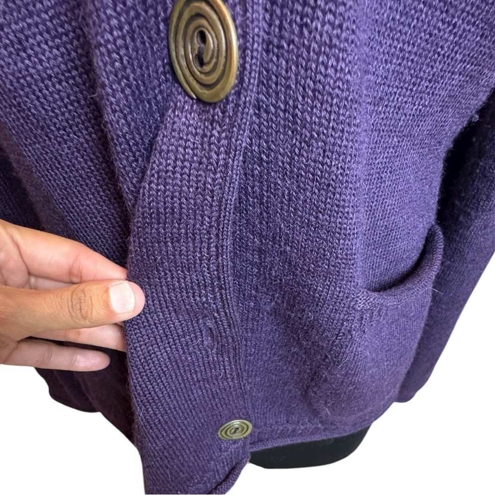 Kuna 100% Baby Alpaca Deep Plum Cardigan Sweater Size Small - Picture 8 of 9